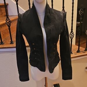 Current/Elliott Black  Jean Fitted  Military-Style Jacket